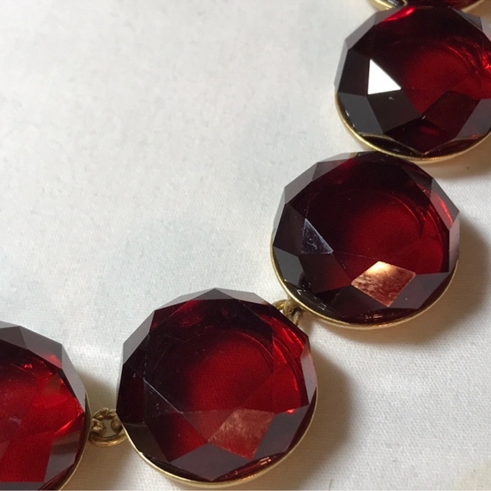J Crew Deep Red Jewel Necklace - Picture 3 of 5
